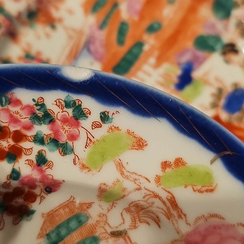 Vintage geisha hand painted plates cobalt blue set of 6, Asian decor - Picture 9 of 9